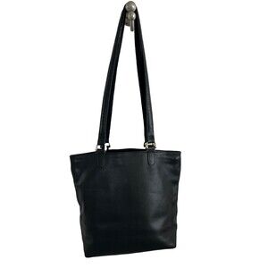 Vintage VGUC SAS SOFT CLASSIC LEATHER Black Leather PURSE Zip tote 12” X 10”